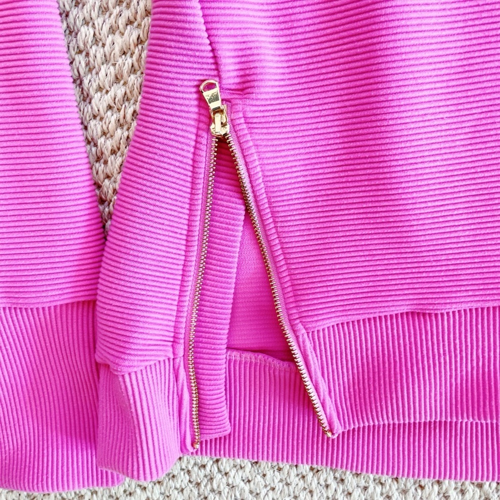 ADDISON BAY Women's The Everyday Crewneck Hot Pink Ribbed XS | Sold Out Online - Picture 8 of 10